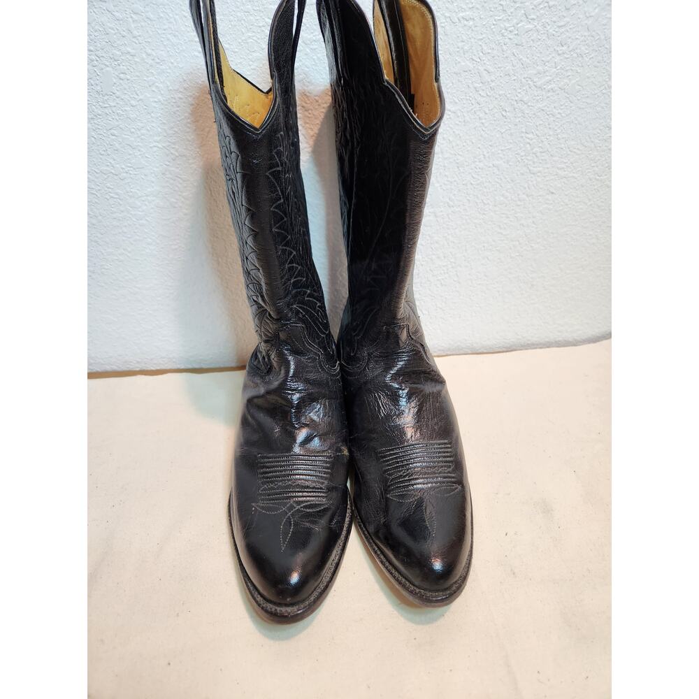 Pardavale Slim Cowboy Boots Men’s 9B Black Leather‎ Handmade Mexico Western